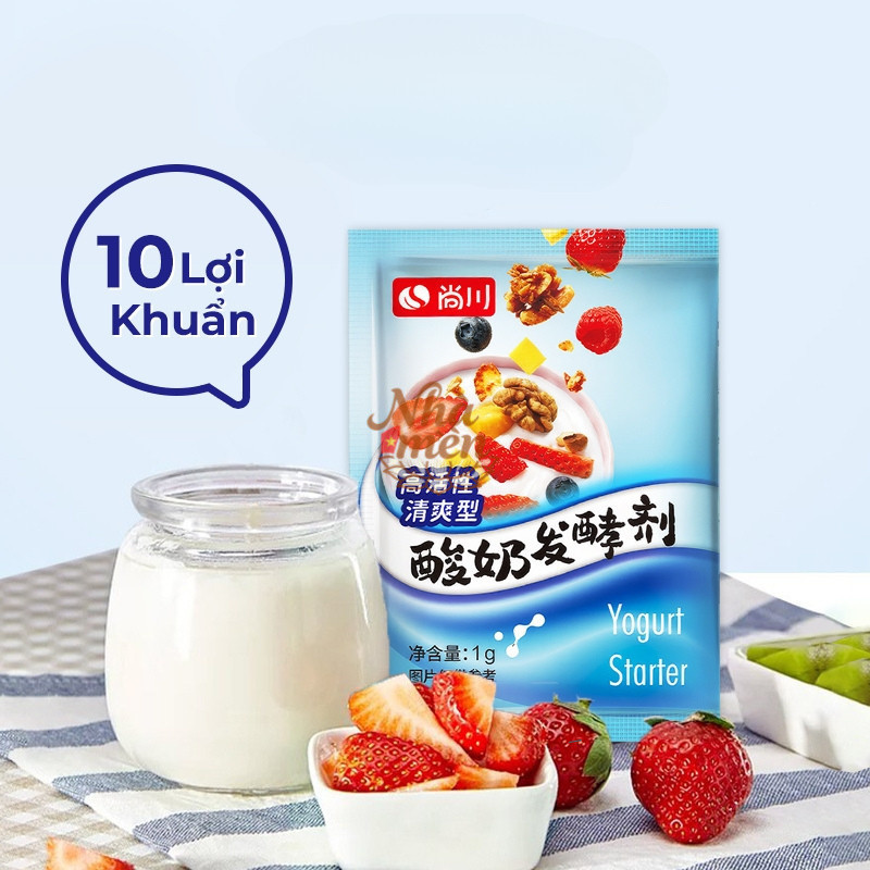 [MẪU MỚI] Men sữa chua Shangchuan 10 LỢI KHUẨN từ nấm Kefir/ Lactobacillus...gói 1g