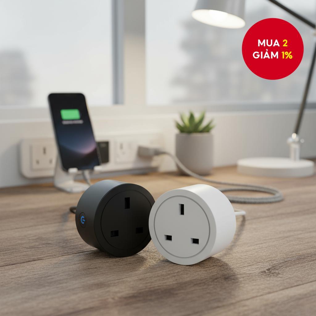 Ổ cắm thông minh Wifi Cozylife chuẩn UK 16A đo năng lượng, hẹn giờ, tương thích với Alexa Google Hom