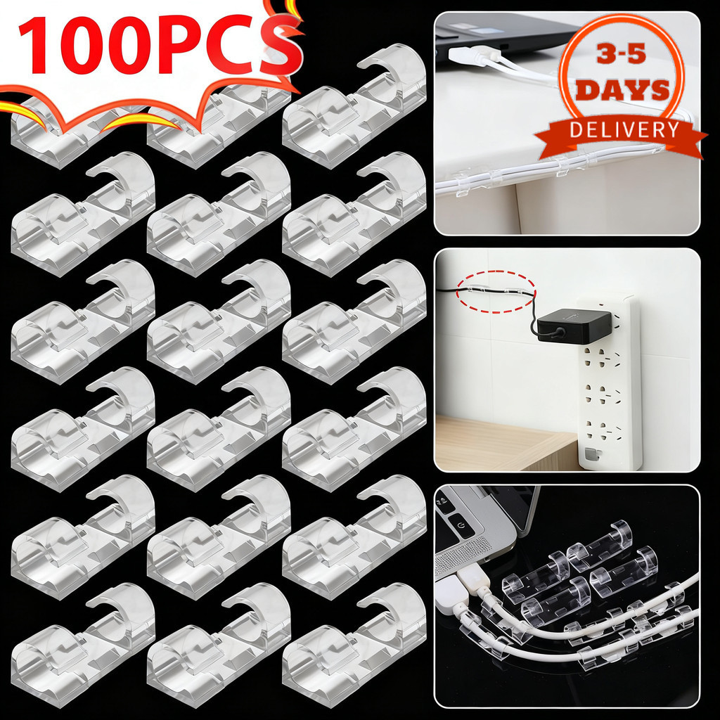 [Đến 3-5 ngày] -Cable Management Clip cho bàn làm việc / TV / ô tô | Dụng cụ sắp xếp dây trong suốt 