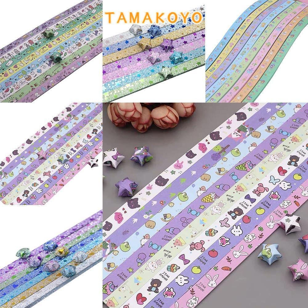 Dải giấy ngôi sao TAMAYO, Giấy Origami thủ công nghệ thuật đầy màu sắc, Phim hoạt hình một mặt dễ th
