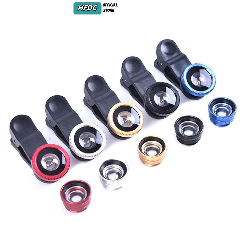 HFDC 3In1 Ống Kính Điện Thoại Chung Camera Cho Điện Thoại Thông Minh Góc Rộng Ống Kính Mắt Cá Và Kẹp