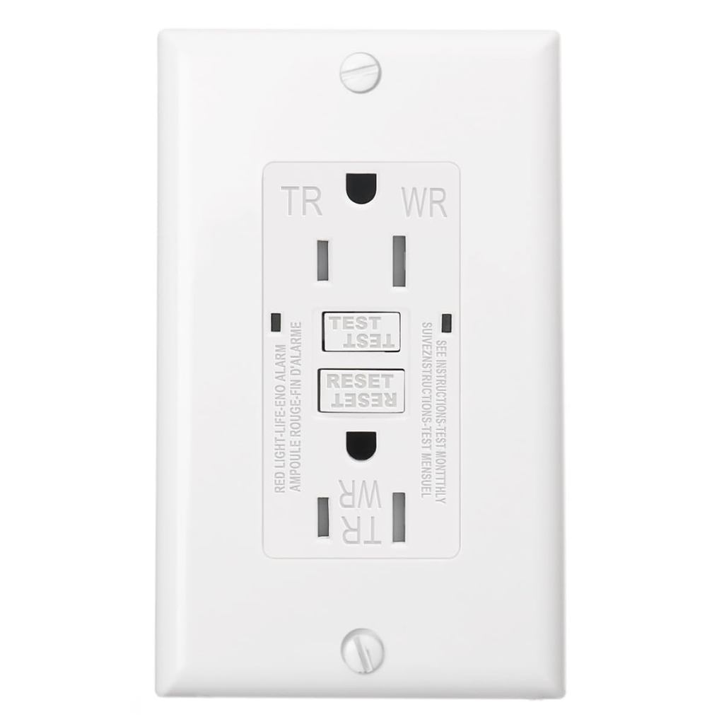 Baomain GFCI Outlet 15 Amp, Ổ cắm điện GFI tự kiểm tra, WR chịu thời tiết, cepttacle chống Tamper TR