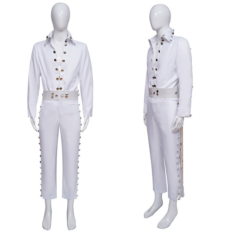 Trang phục cosplay Elvis Presley trắng, trang phục cosplay Elvis Presley, trang phục biểu diễn Hallo