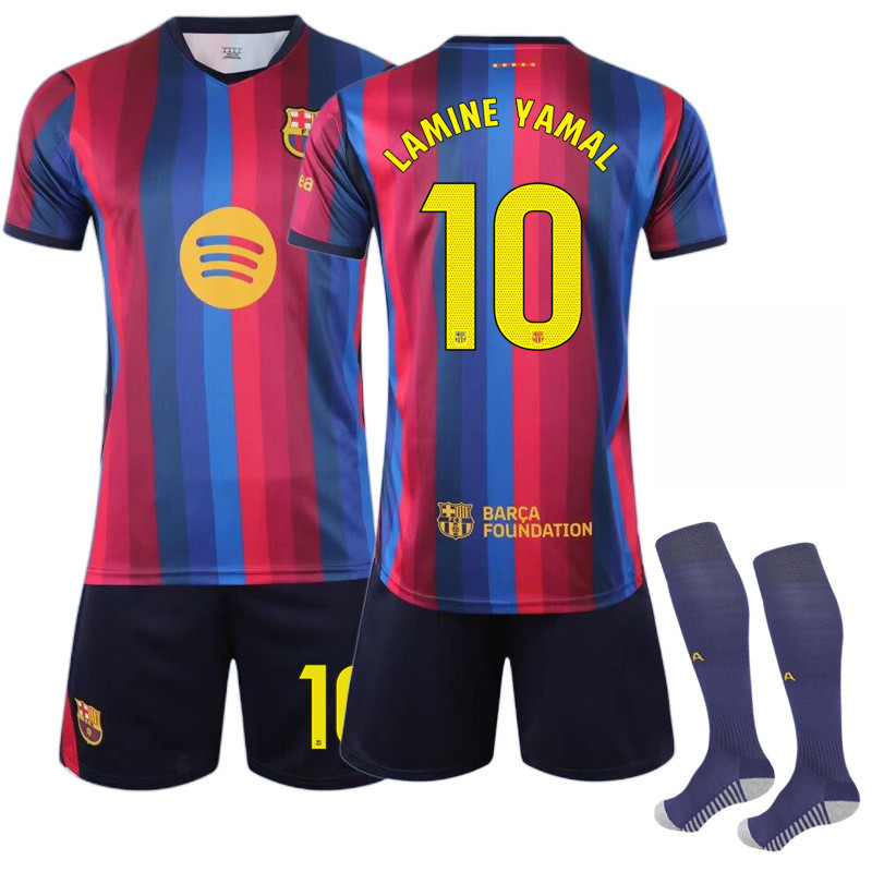 2627 Áo thể thao Pedri Jersey Basarona Áo bóng đá sân nhà số Bộ đồ 10 Yamar Messi