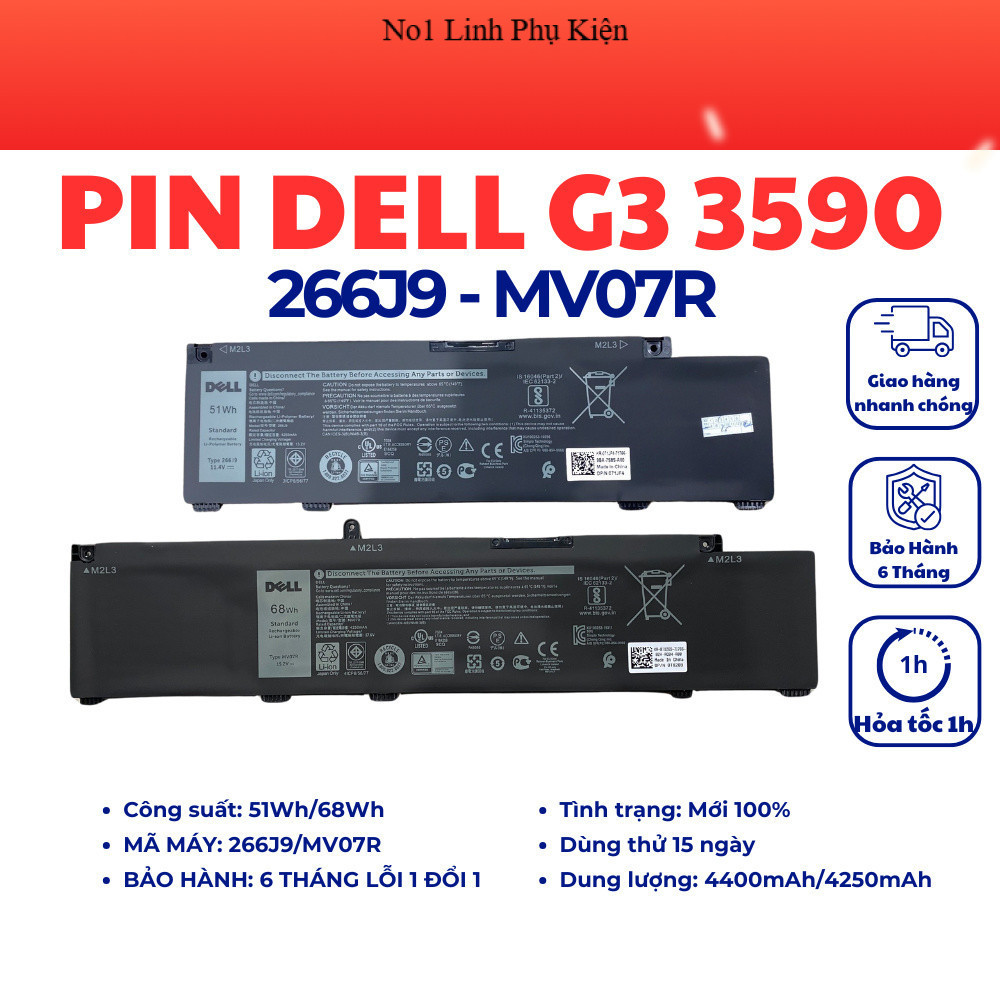 Pin thay thế cho Laptop DELL 15 G3 3590 266J9 MV07R M4GWP 3779 3790 G5 15 5505 5587 5590 G7 7590 779