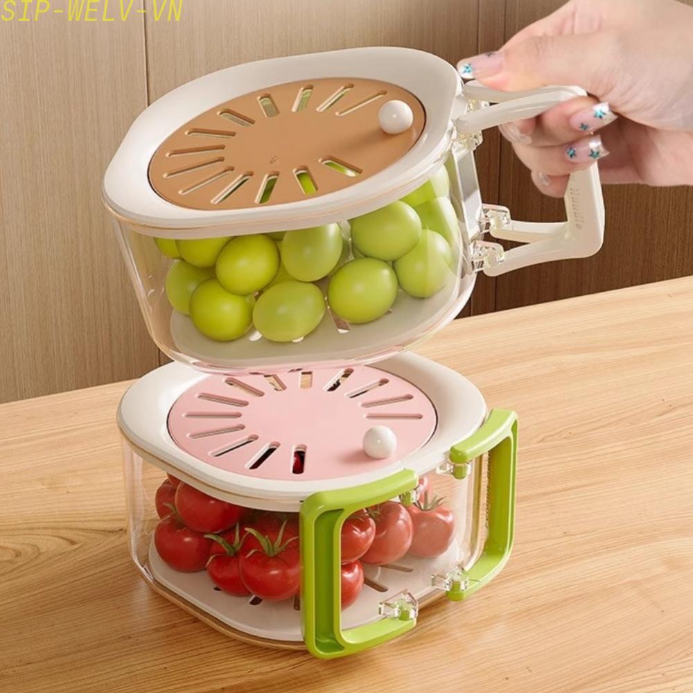{WELV}Fridge Organizer Adjustable Vent Lid Stackable Design Concealed Handle