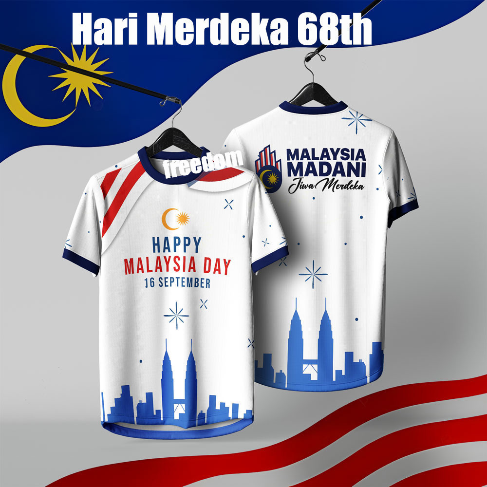2026 Malaysia 68th Ngày Độc Lập Áo Thun full Thăng Hoa Nhanh Khô Jersey Dạo Phố Malaysia 68th Baju M