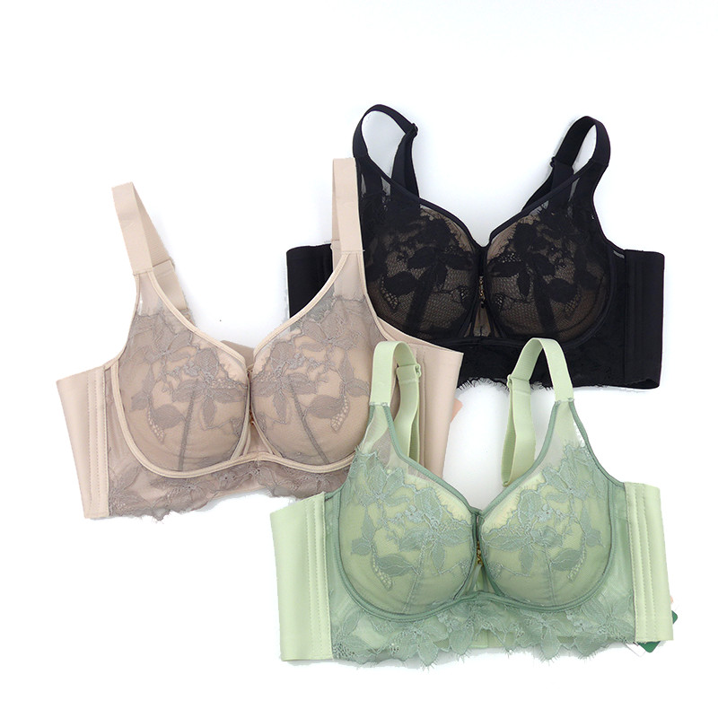 Mishifen 89055 Khuôn Vừa Cốc Ren Gợi Cảm Không Dây Push-Up Bra B Cup Quần Lót Có Thể Điều Chỉnh