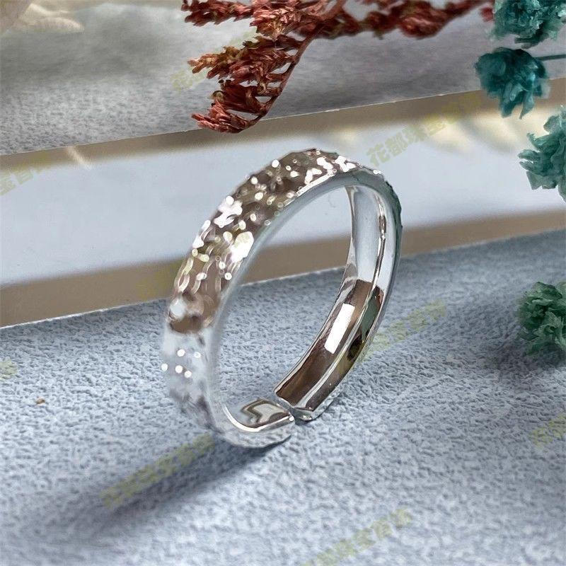 Pure silver ring and ice bracelet available in stock, with silver fragments999Adjustable plain ring 