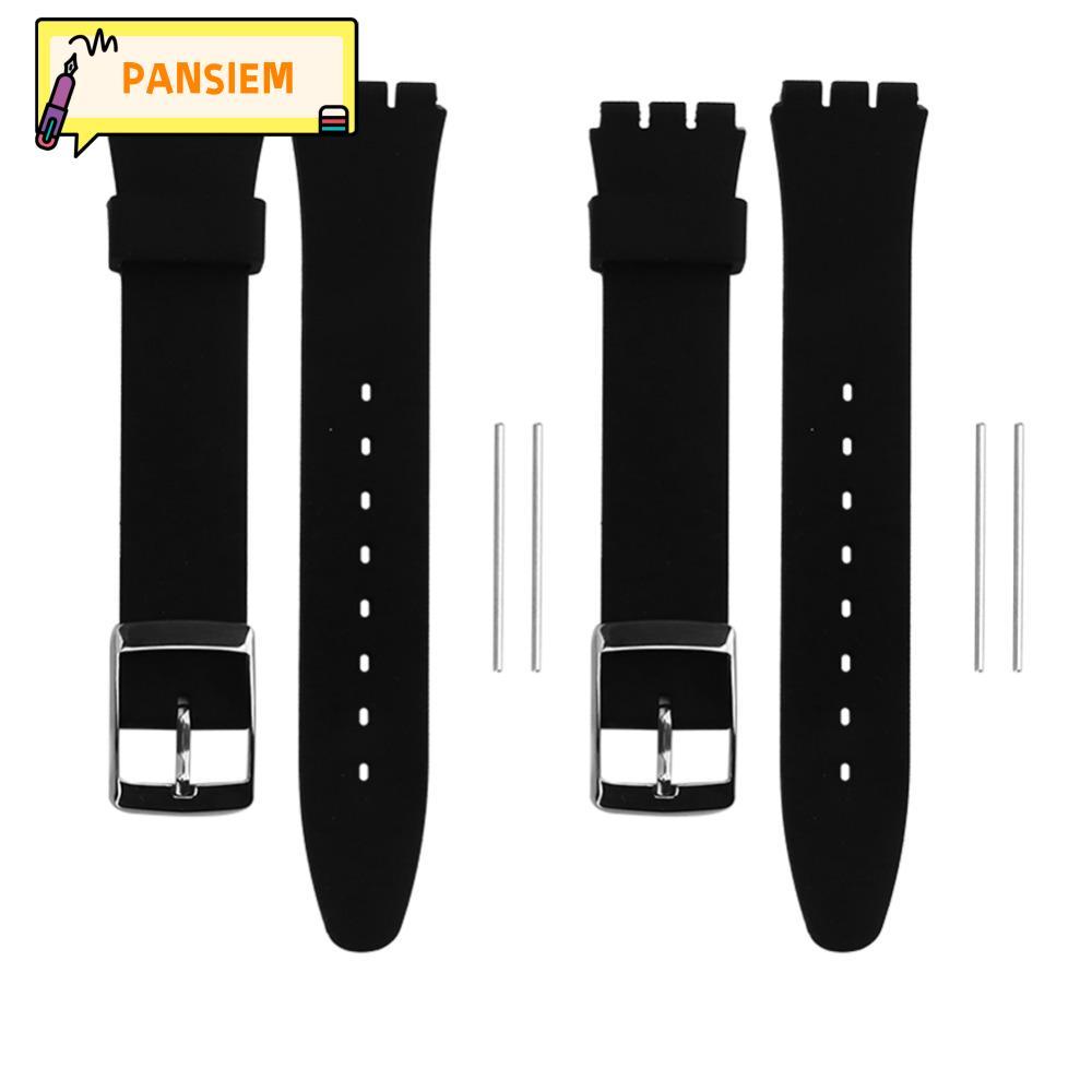PANSIEM1 2 Dây đeo đồng hồ silicon, 17mm / 19mm màu đen cho dây đeo đồng hồ, Dây đeo đồng hồ thay th