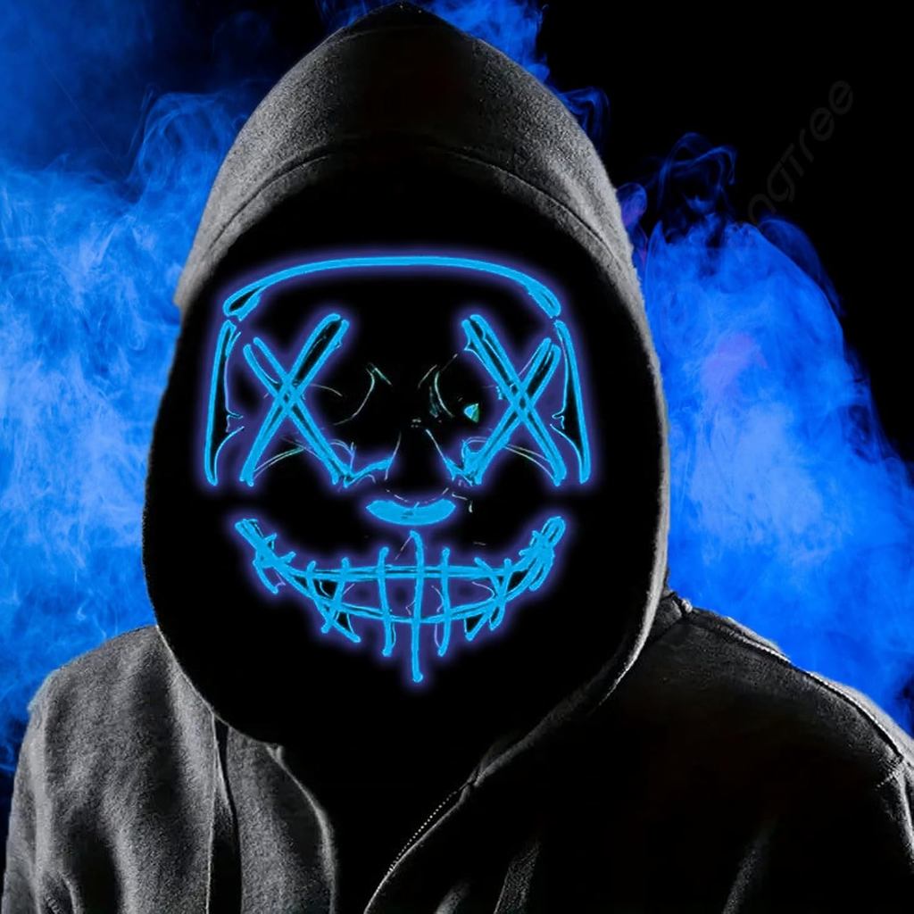Boolavard Halloween Mask LED Light up Mask for Festival Cosplay Halloween Costume Masquerade Parties