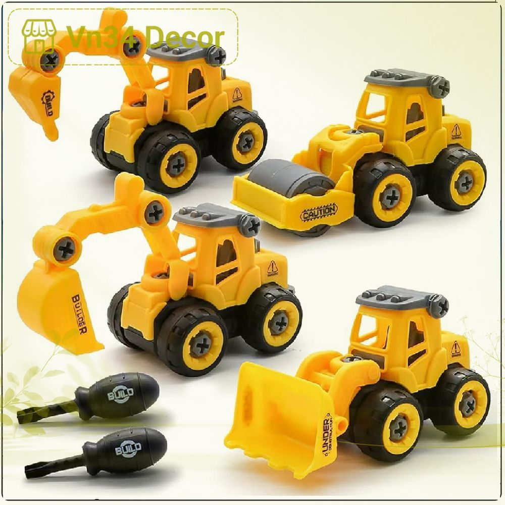 (2 CHIẾC) MÔ HÌNH máy Cẩu To máy Xúc xe Lu trang trí bánh kem sinh nhật