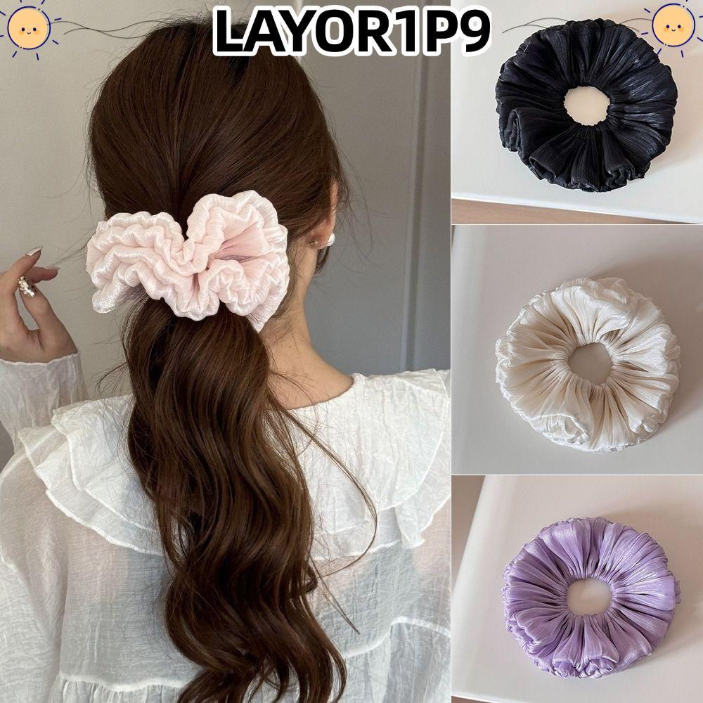 LAYOR1P9 Dây buộc tóc đuôi ngựa, Dây buộc tóc co giãn kích thước lớn nhiều màu, Dây buộc tóc Satin c