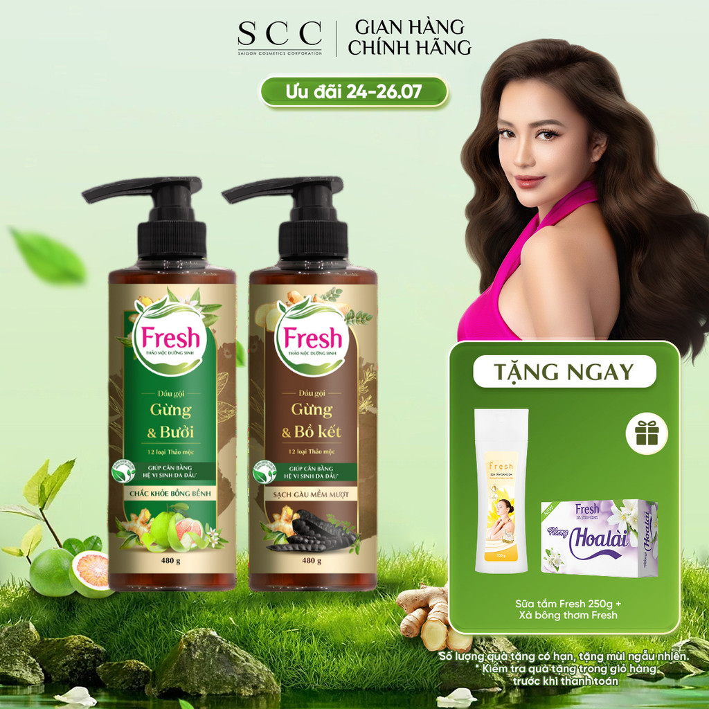 [LIVE] Dầu Gội FRESH Thảo Mộc Dưỡng Sinh Sạch Gàu Mềm Mượt / Chắc Khỏe Bồng Bềnh 480g/chai