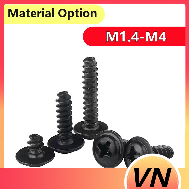 Miếng đệm băng đô tròn chữ thập mạ niken / đen đuôi cắt tự khai thác M1.4-M4 Có sẵn nhiều thông số k
