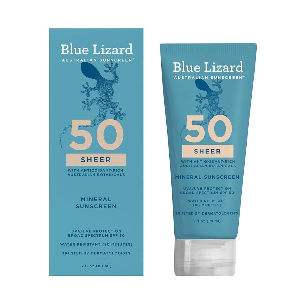 BlueLizardSheerMineralsSPF50 Kem chống nắng, Oxit kẽm, Công thức khoáng chất 100%, Dễ áp dụng, Giàu 