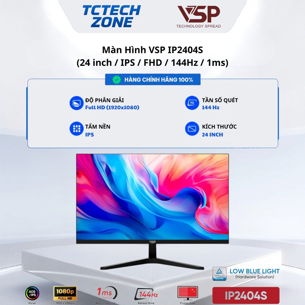 Màn hình Gaming VSP IP2404S 24in IPS FHD 144Hz 1ms Chính Hãng 100%