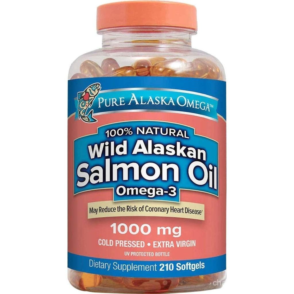 Dầu cá hồi Alaska Omega-3 Wild Alaska nguyên chất 1000mg Softgels, Cam, 210 Viên (Bao bì có thể khác