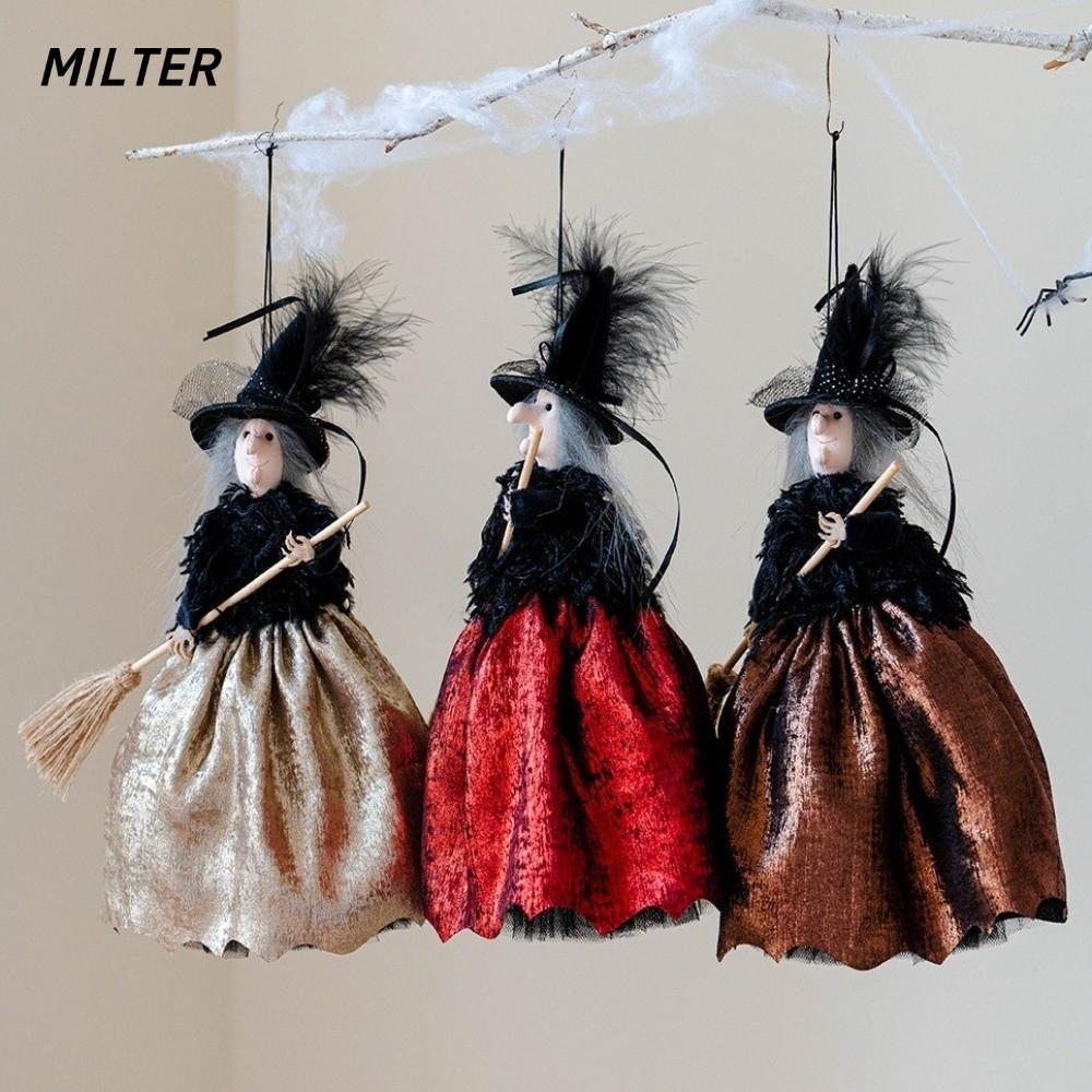 Mặt dây chuyền phù thủy Halloween MILTER, Thiết kế lông vũ Mặt dây chuyền trang trí phù thủy nhung s