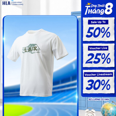 [GIẢM 50%] Áo Thun Nam HLA Ngắn Tay, Hoạ Tiết Logo Thêu LAIR Mềm Mịn, Thoáng Khí