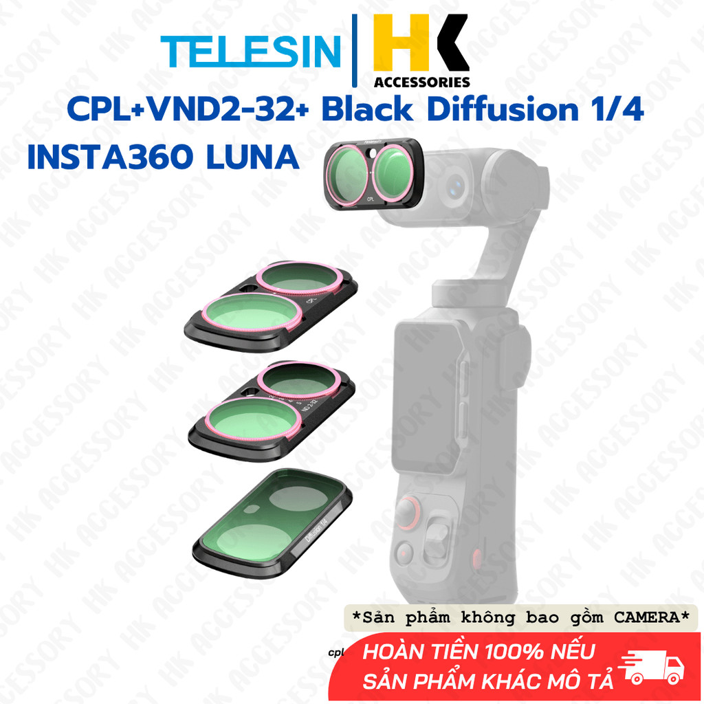 Filter cho Insta360 Luna CPL+VND2-32+ Black Diffusion 1/4 kiểm soát ánh sáng chuyên nghiệp