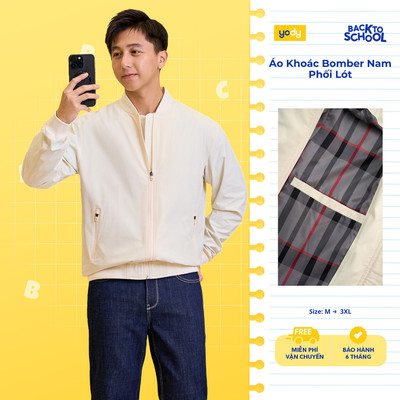 Áo khoác bomber nam YODY phối lót trong trẻ trung năng động form thoải mái AKM7011