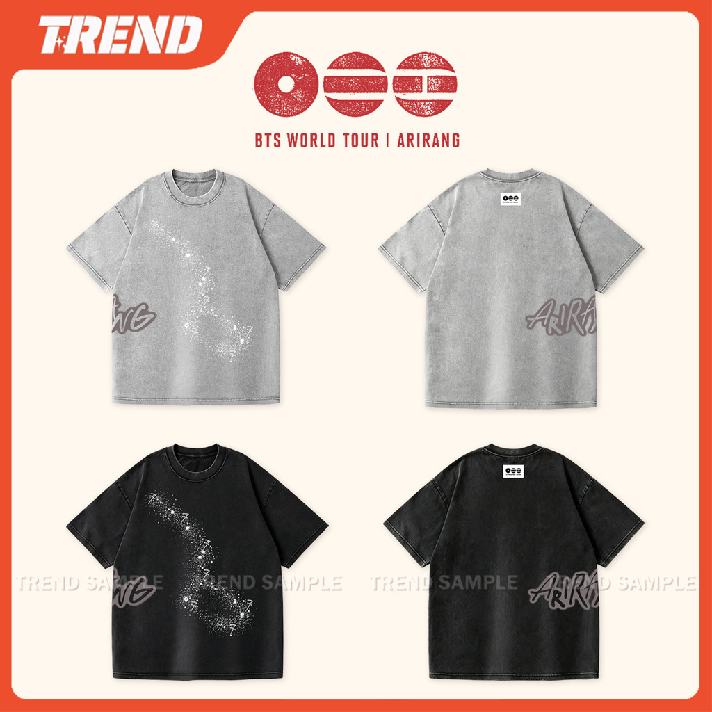 BANGTAN WORLD TOUR ARIRANG 2026 Merch Washed Cotton Áo Thun Vintage Unisex Plus Size Rời JUNGKOOK JI