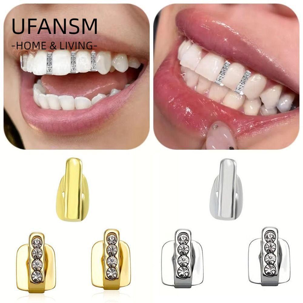 UFASM 3 Cái Grillz, Rỗng Sáng Bóng Hip Hop Răng Grillz, Kim Cương Giả Răng Trang Sức Cosplay Đảng