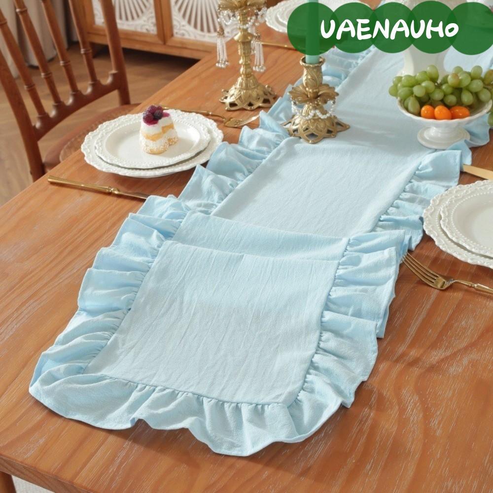 UAENAUH0 Xù Edge Table Runner, Cotton 35x180cm Cotton Table Runner, Xù Edge Chống Trượt Màu Trơn Hìn