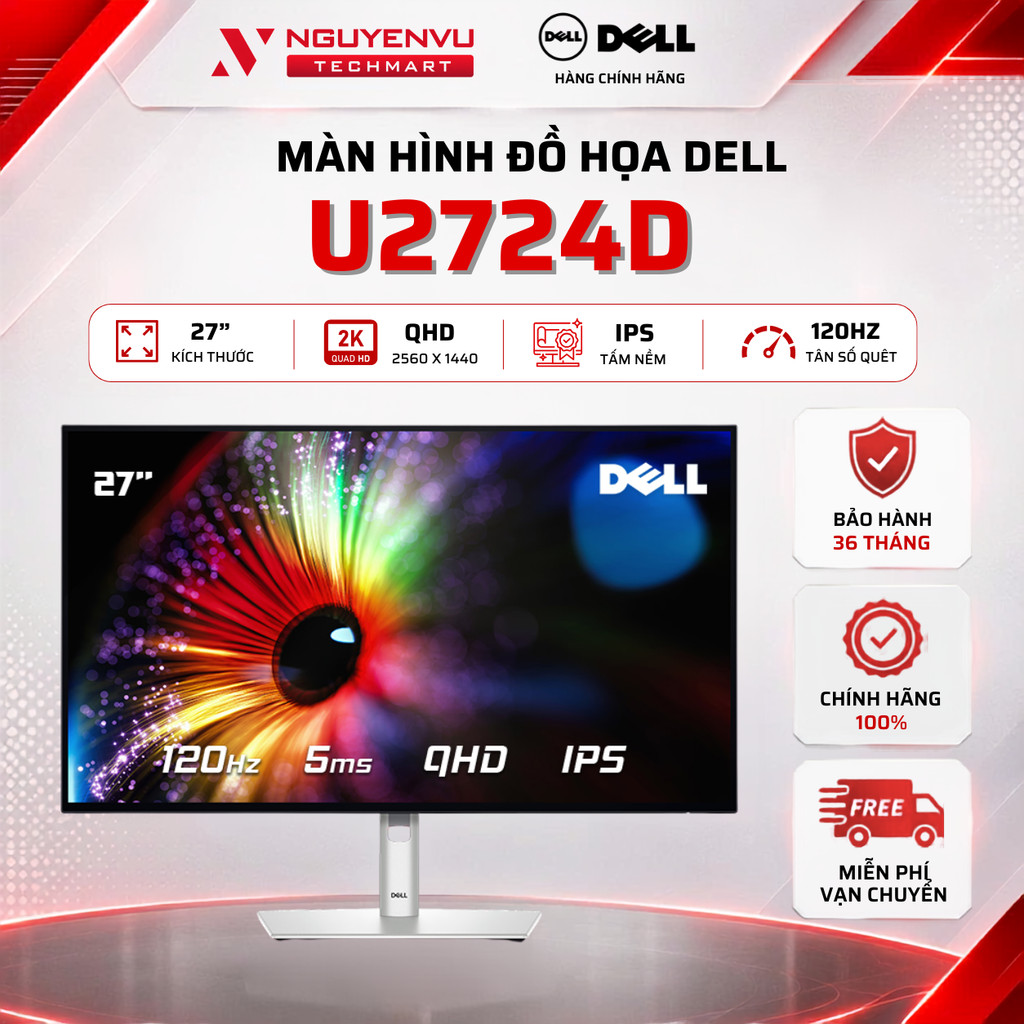 Màn Hình Đồ Hoạ Dell UltraSharp U2724D 27 inch 2K (QHD/IPS/120Hz/5ms) - Bảo Hành 3 Năm