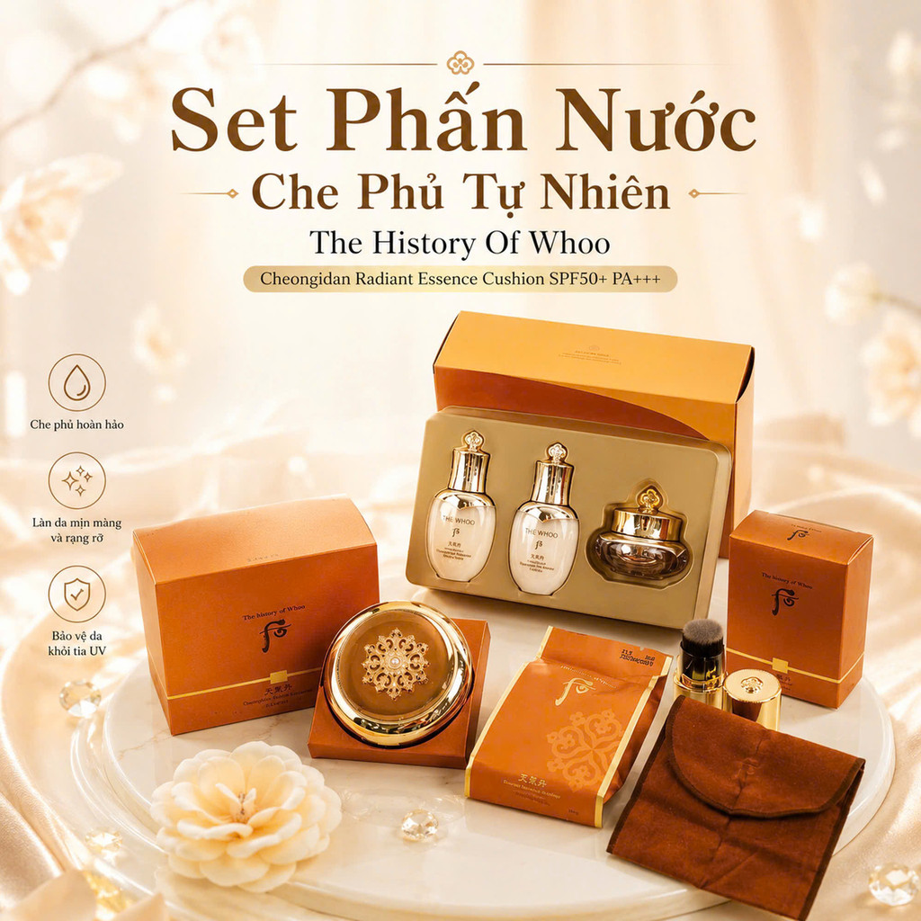 Set Cushion tái sinh The Who0 cao cấp cushion the history of whoo.