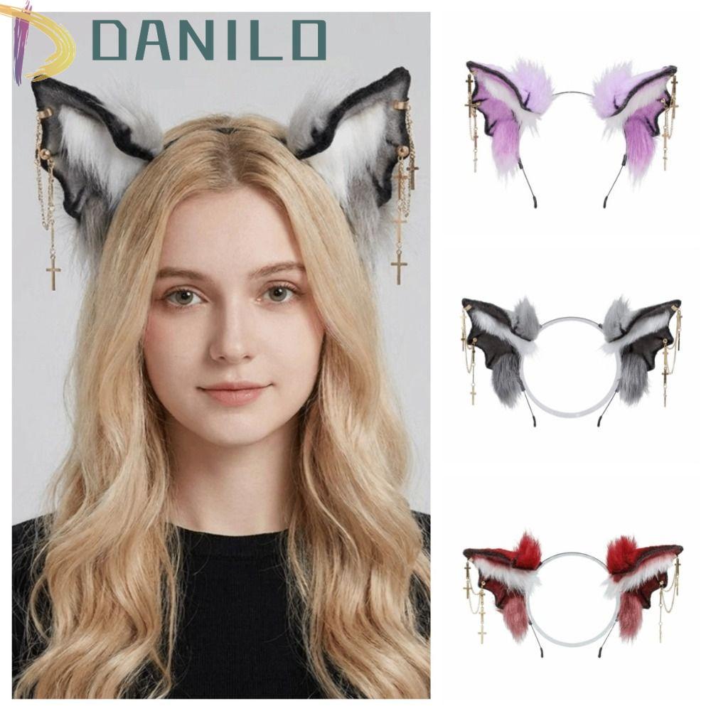 DANILO Gothic Headband, Animal Furry Beast Ears Headband, Nhân Tạo Cosplay Bát Phụ Kiện Tóc Lông Thú
