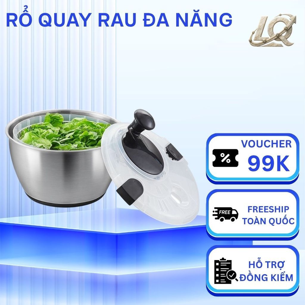 LQ- [Chính hãng iMAT] Rổ Quay Vắt Rau IMAT Tách Nước Nhanh, Dễ Dùng, Chất Liệu Inox 304, Nhựa PP Cao