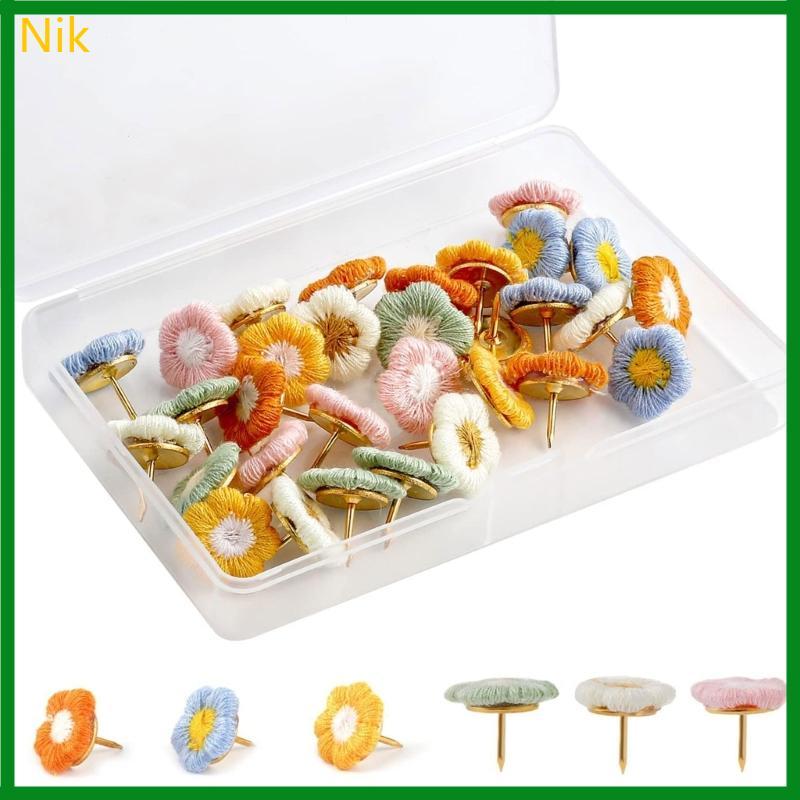 Nik 30 Chiếc Hoa Đẩy Chân Hoa Ngón Tay Cái Tacks Hoa Trang Trí Nút Chai Ban Tacks