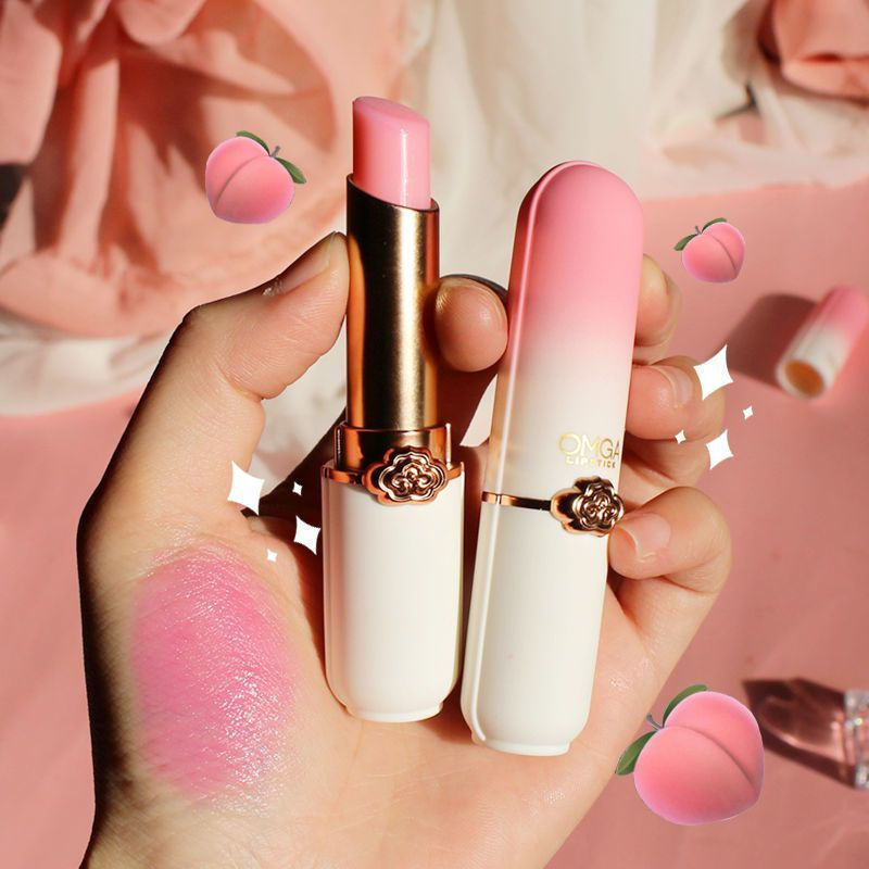 New Product#OMGA Peach Girl Crystal Temperature-Sensitive Color-Changing Lipstick, Moisturizing and 
