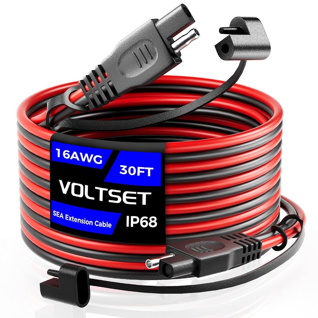 Cáp nối dài Voltset 30 feet SAE sang SAE 16AWG, dây nối nhanh cho tấm pin năng lượng mặt trời, đầu c