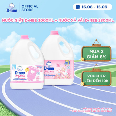 Nước giặt quần áo D-nee 3000 ML - Honey Star + Nước xả vải D-nee 2800 ML. - Happy Baby