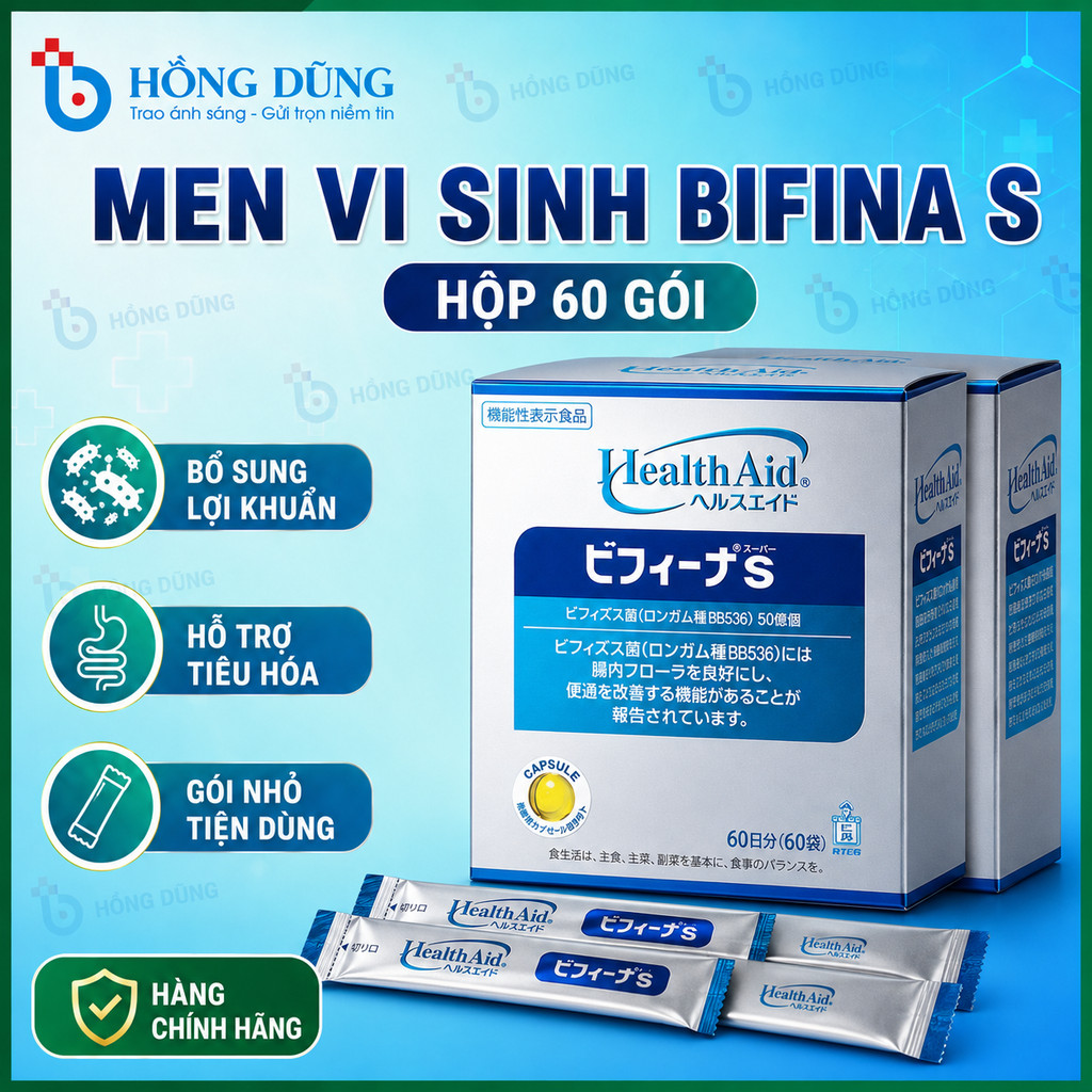 Men Vi Sinh Bifina S Nhật Bản - Giúp Cải Thiện Hệ Vi Sinh Vật Đường Ruột, Hỗ Trợ Tiêu Hóa 60 Gói