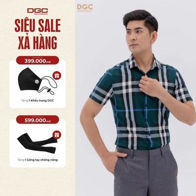 Áo sơ mi ngắn tay nam DGC Dáng ôm Slim fit Vải mềm mịn thoáng mát, thấm hút mồ hôi - SASNBC53M