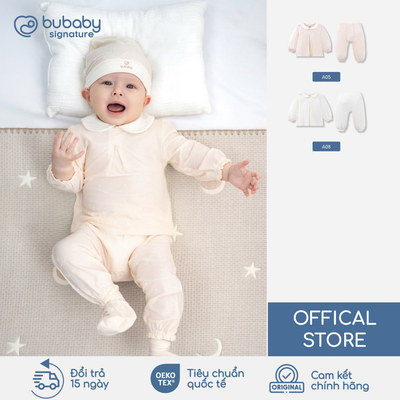 Bộ quần áo dài tay cài lệch BU Baby, bộ sơ sinh thời trang, bô đồ bé trai bé gái newborn | SBB110700