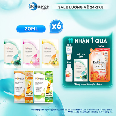 Combo 6 miếng mặt nạ dưỡng da ẩm mượt Bio-Essence Skin Mask 20ml / 25ml