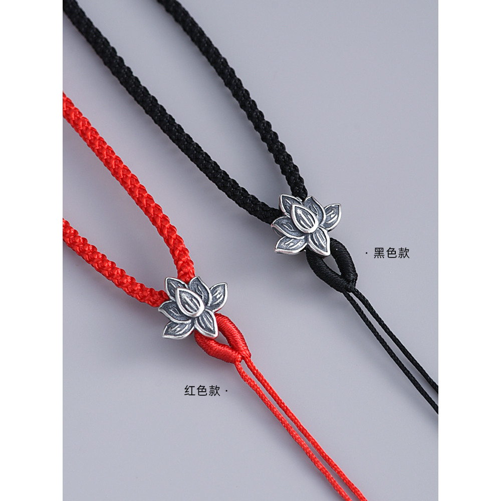 Luotai Old Silversmith 925 Bạc Sen Dây Nam Nữ Bện Dứa Sợi Treo Cổ Dây Ngọc Mặt Dây Chuyền Vòng Cổ Dâ
