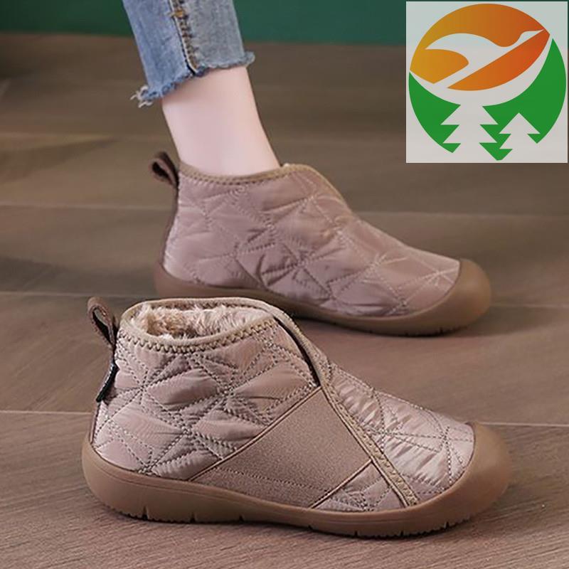 Gm1 Vải Booties Nữ Mùa Lạnh Tươi Sang Trọng Flat Booties Nữ Chống Trơn Trượt Hợp Thời Trang Crop Boo