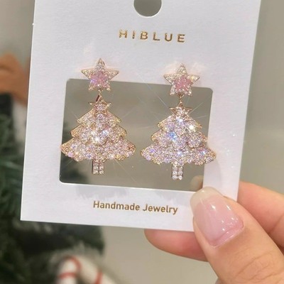 Pinkdudu Tua Rua Cây Giáng Sinh Bông Tai Dành Cho Nữ Độc Đáo Nhỏ Hàng Ngày Lễ Tòn Ten Giọt Lễ Hội Mùa Đông Trang Sức PD2687