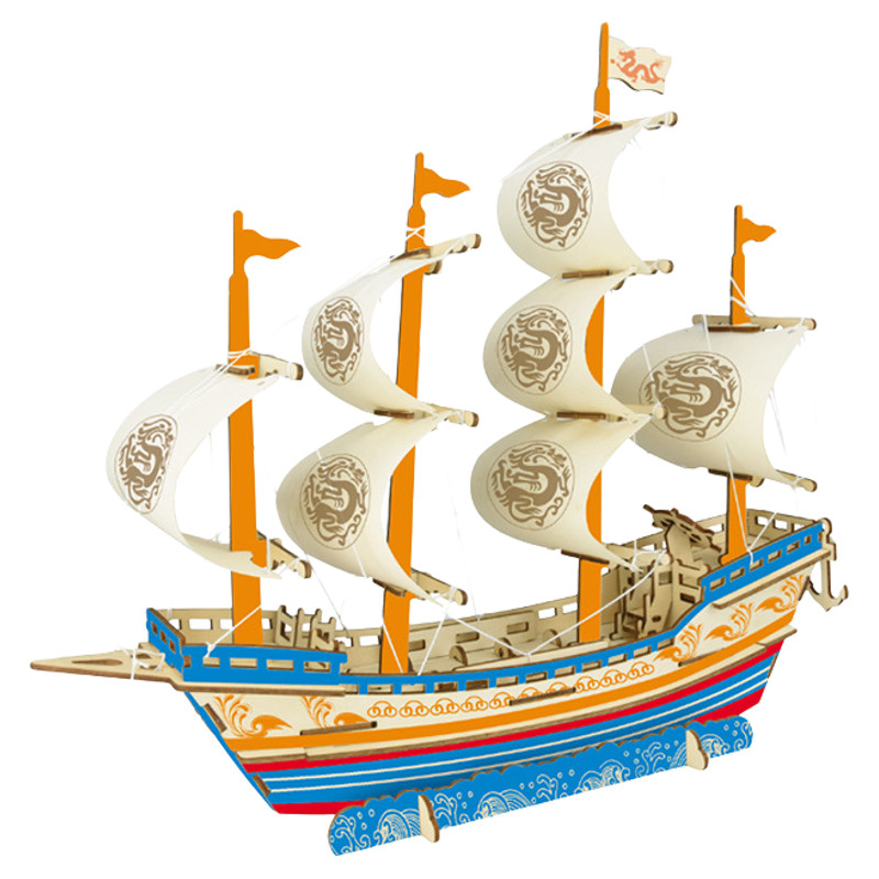 Fulong Thuyền Bằng Gỗ Sailing Ghép Hình Đồ Chơi Giáo Dục Trẻ Em DIY Mô Hình Lắp Ráp Tay