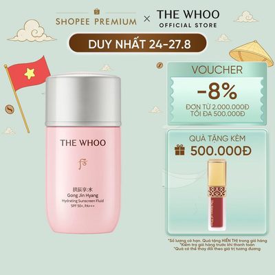 [THE WHOO OFFICIAL] Kem chống nắng phổ rộng kiềm dầu The Whoo Gongjinhyang Hydrating Sunscreen Fluid SPF50+ PA+++ 60ml