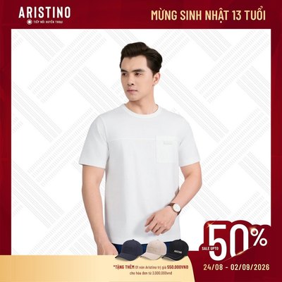 Áo Thun T-shirt Nam Trắng Aristino phom dáng suông nhẹ, mang lại sự thoải mái tối đa ATS001AS0