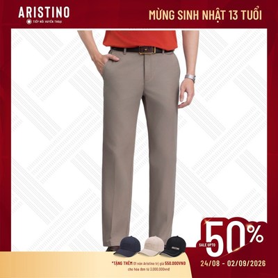 Quần kaki ARISTINO dáng suông rộng thoải mái logo Aristino thêu giữa miệng túi làm dấu ấn khó phai