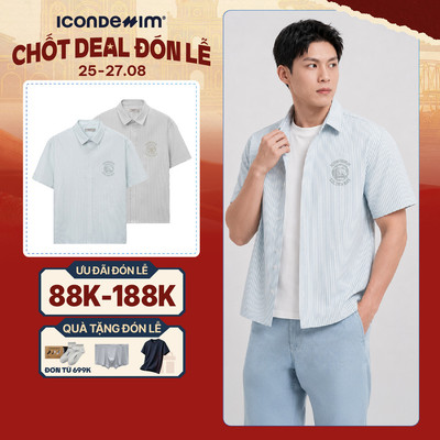 Áo Sơ Mi Nam ICONDENIM Tay Ngắn Campus League Form Boxy SMID0388