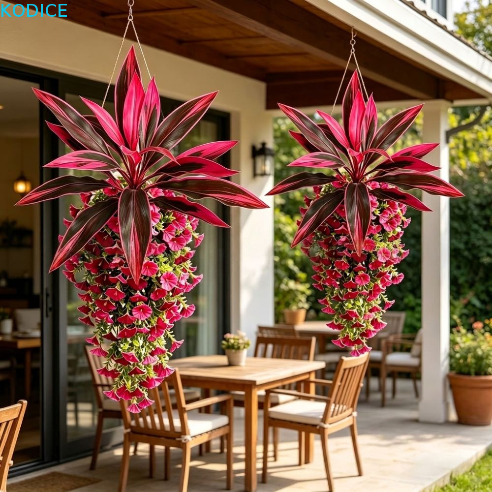 KODICE Nhân Tạo Dracaena Morning Glory Treo Vine, Real Touch Lush Leaves Giả Trailing Petunia Floral